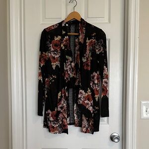 Maurices Black Floral Knit Cardigan